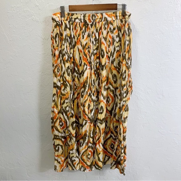 Vintage Y2k Studio West Geometric Modest Cottagecore Orange Maxi Skirt Large - Picture 1 of 4